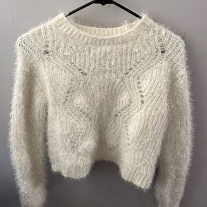 White fuzzy sweater from Arizona jean Co